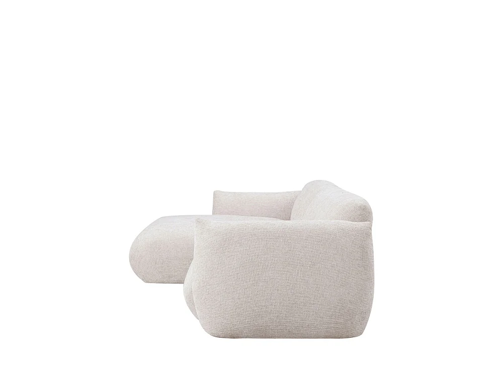 Bocca - Canapé d'angle gauche 4 places en tissu à dossier capitonné - Écru