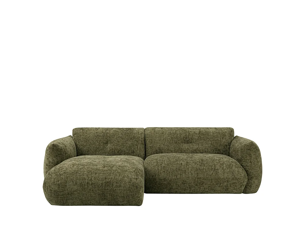 Bocca - Canapé d'angle gauche 4 places en tissu à dossier capitonné - Vert olive