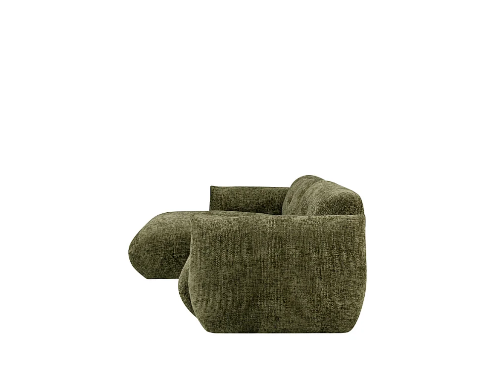Bocca - Canapé d'angle gauche 4 places en tissu à dossier capitonné - Vert olive