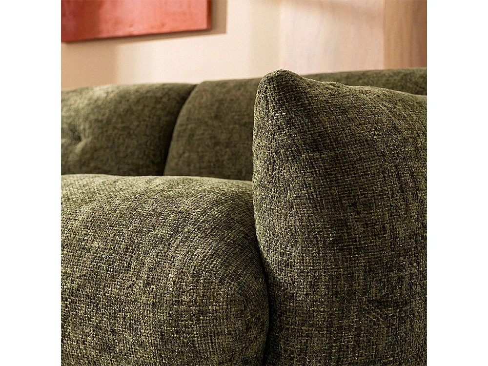 Bocca - Canapé d'angle gauche 4 places en tissu à dossier capitonné - Vert olive