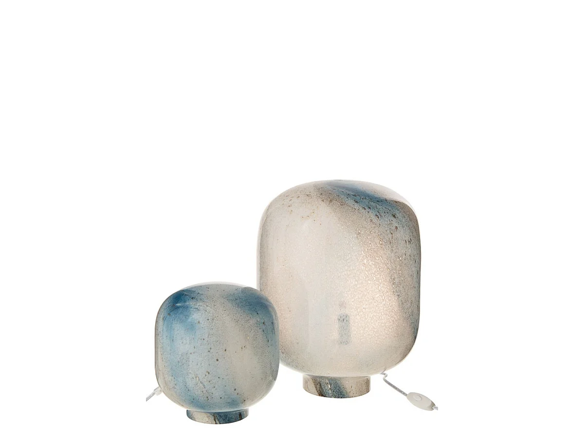 Lampe à Poser en Verre "Bola" 38cm Bleu & Blanc