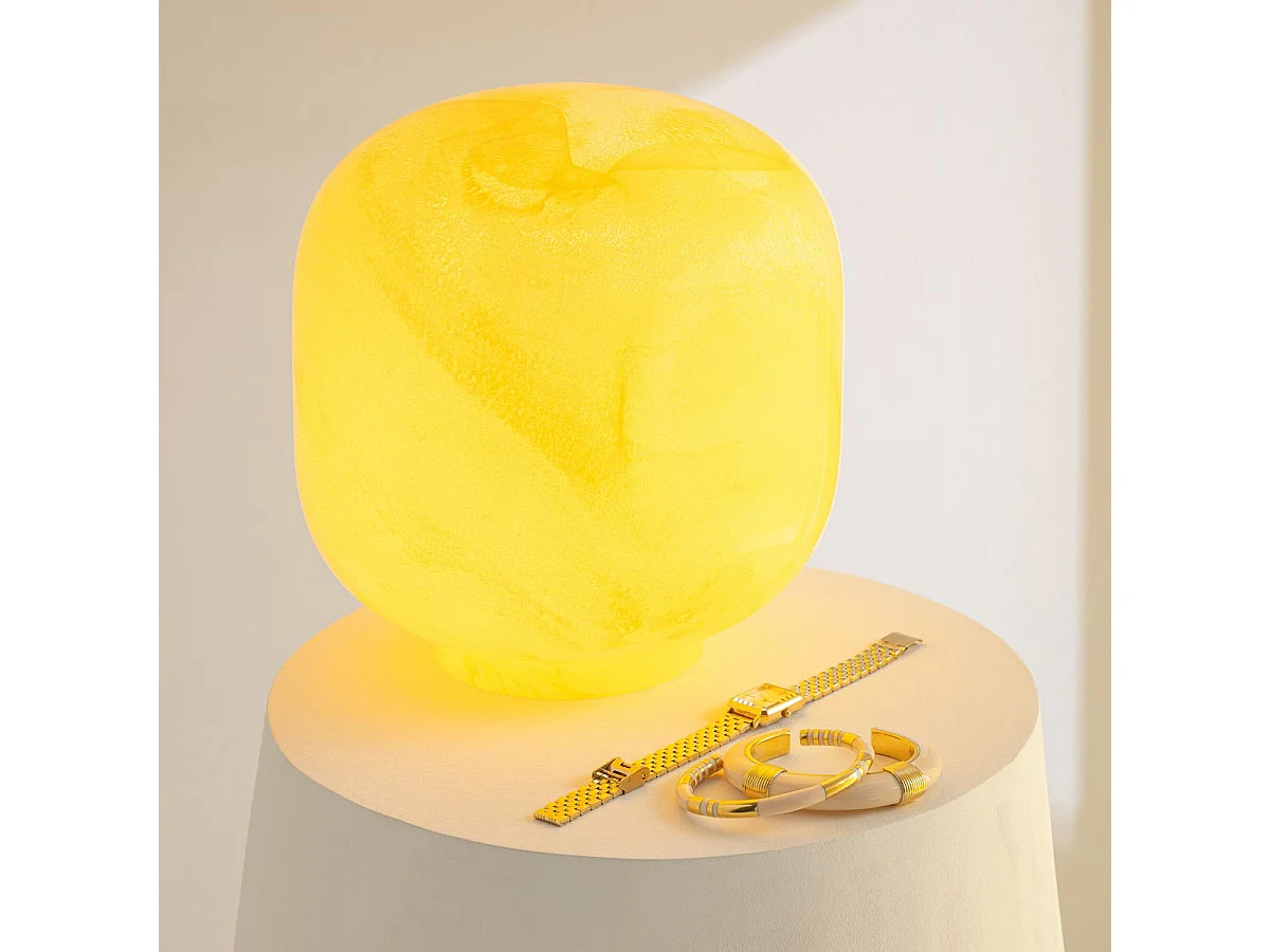 Lampe à Poser en Verre "Bola" 21cm Jaune