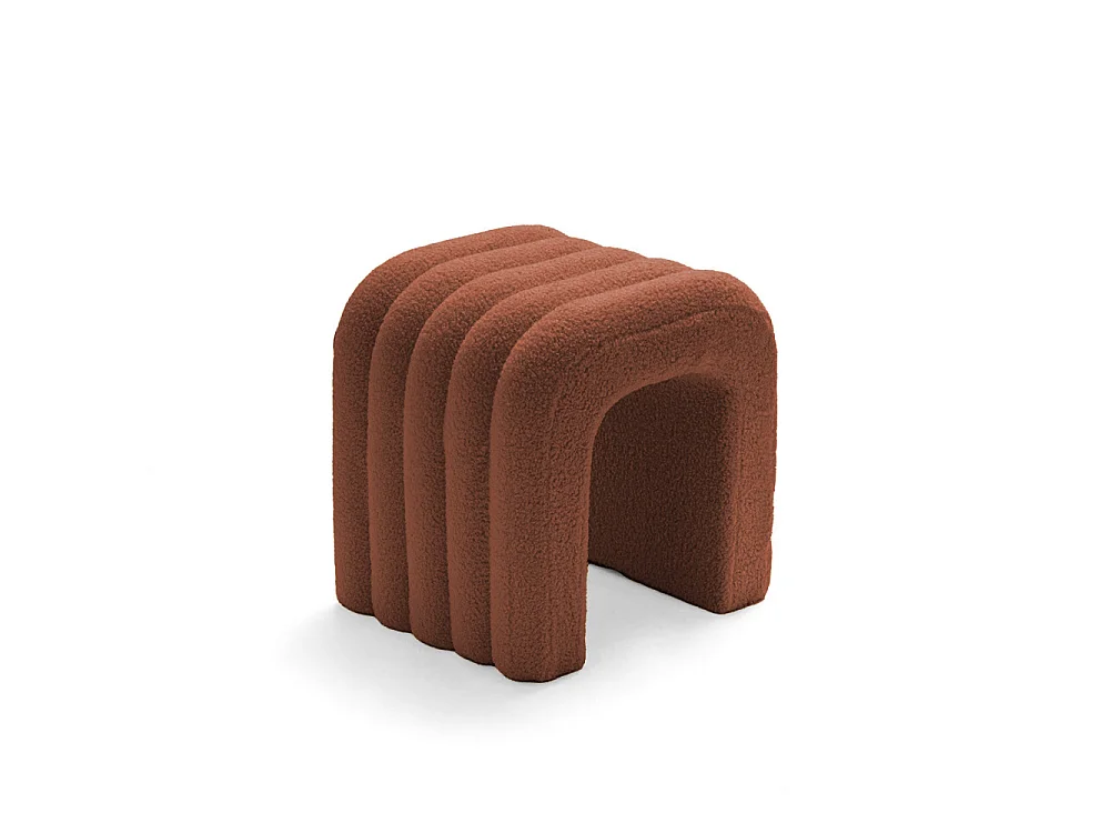 Mui - Lot de 2 tabourets rembourrés en tissu bouclette - Rouille