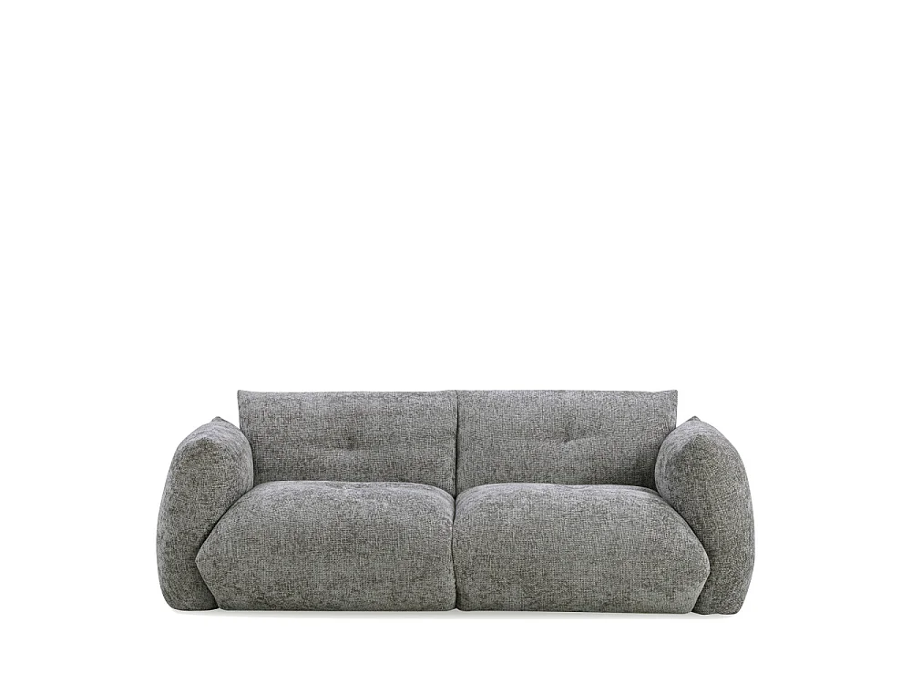 Bocca - Canapé droit 3 places en tissu à dossier capitonné - Gris