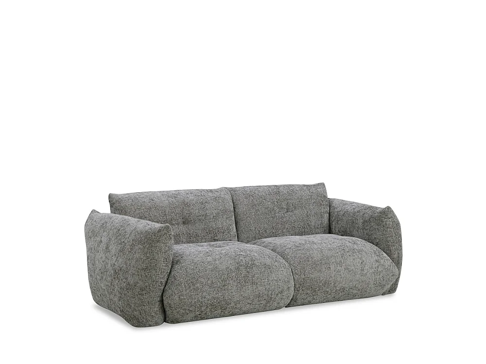 Bocca - Canapé droit 3 places en tissu à dossier capitonné - Gris