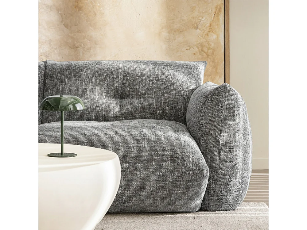 Bocca - Canapé droit 3 places en tissu à dossier capitonné - Gris