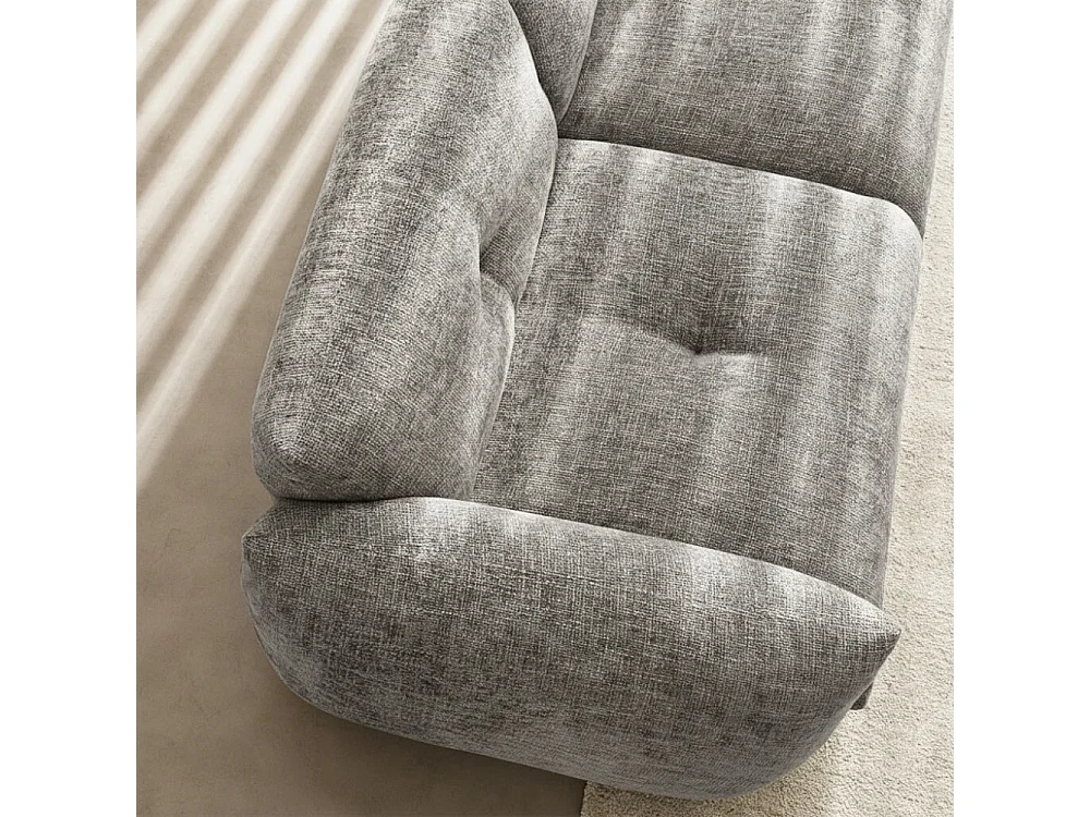 Bocca - Canapé droit 3 places en tissu à dossier capitonné - Gris