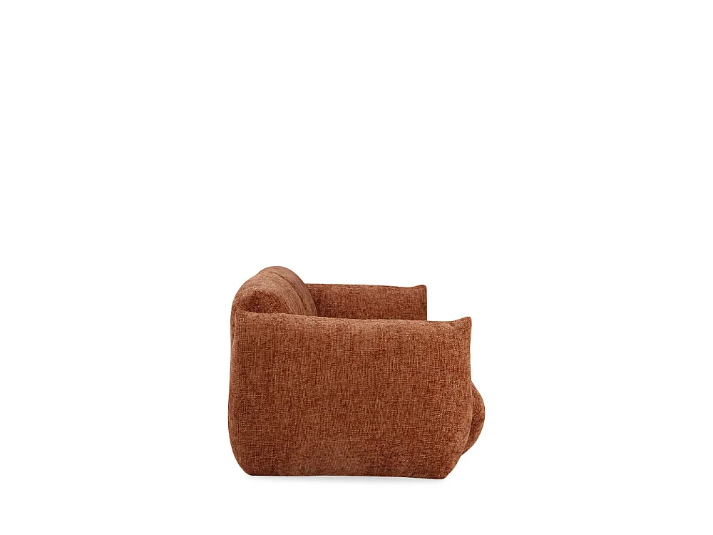 Bocca - Canapé droit 3 places en tissu à dossier capitonné - Rouille