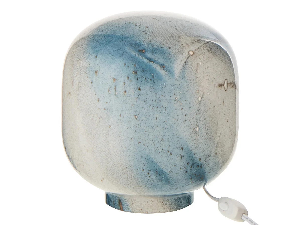 Lampe à Poser en Verre "Bola" 21cm Bleu & Blanc