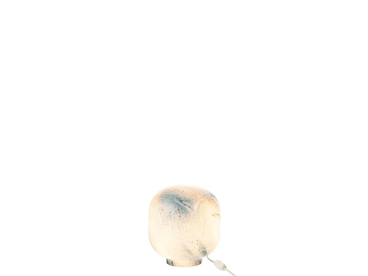 Lampe à Poser en Verre "Bola" 21cm Bleu & Blanc