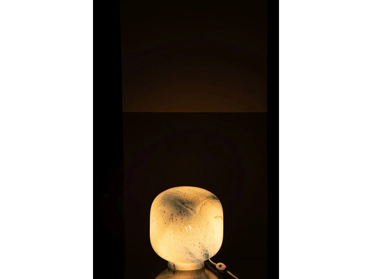 Lampe à Poser en Verre "Bola" 21cm Bleu & Blanc