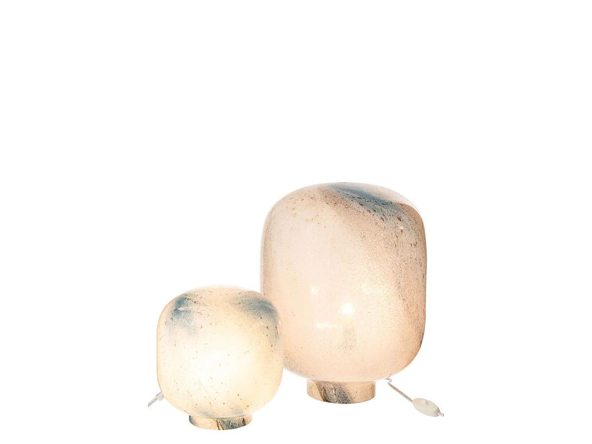 Lampe à Poser en Verre "Bola" 21cm Bleu & Blanc