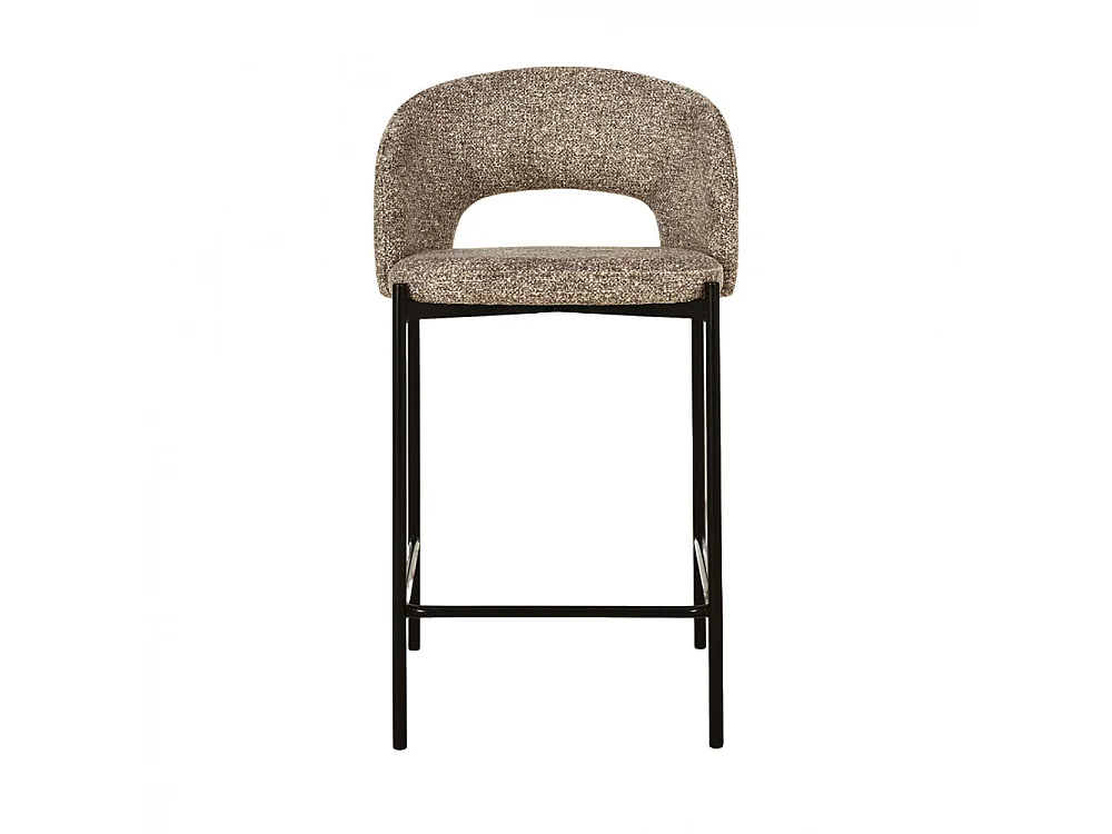Soren - Lot de 2 chaises de bar en tissu et métal H65cm - Marron chiné