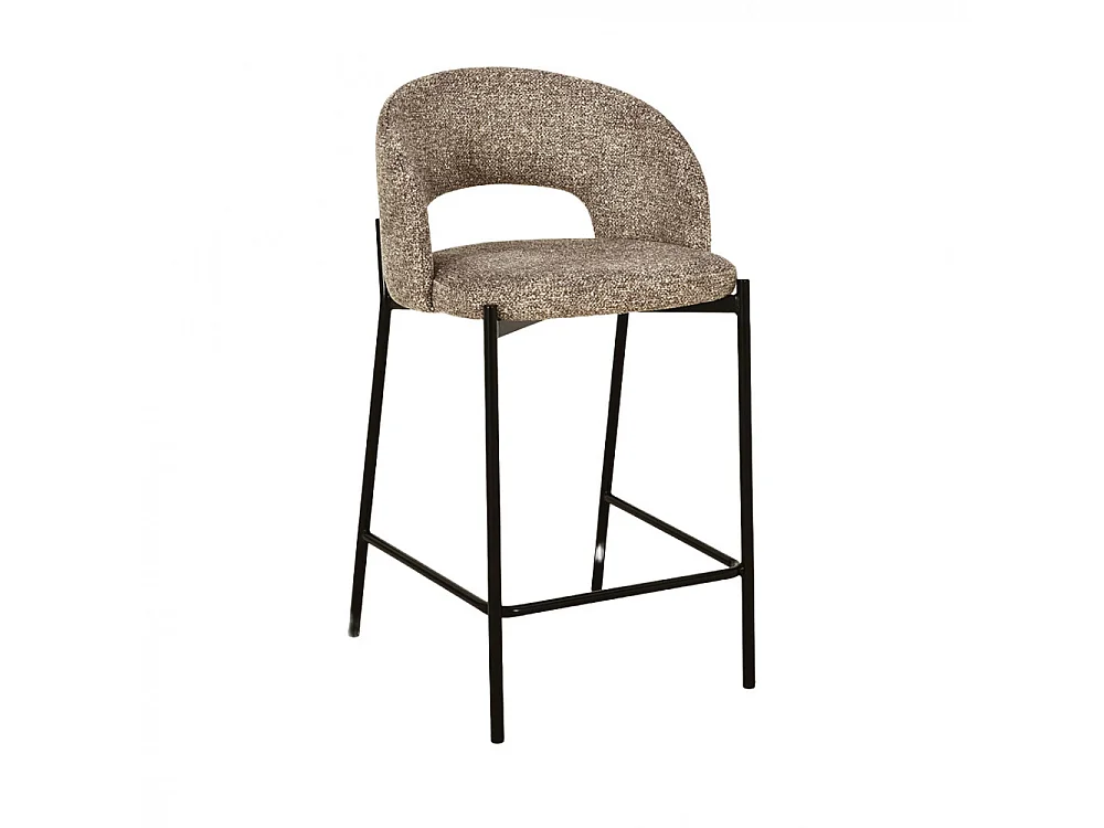 Soren - Lot de 2 chaises de bar en tissu et métal H65cm - Marron chiné