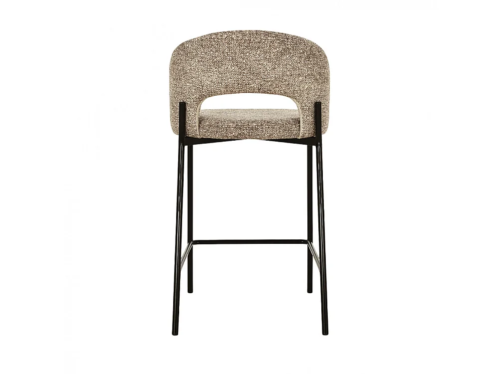 Soren - Lot de 2 chaises de bar en tissu et métal H65cm - Marron chiné