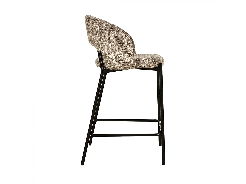 Soren - Lot de 2 chaises de bar en tissu et métal H65cm - Marron chiné