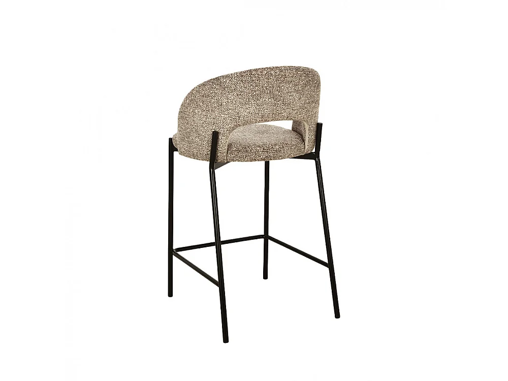Soren - Lot de 2 chaises de bar en tissu et métal H65cm - Marron chiné