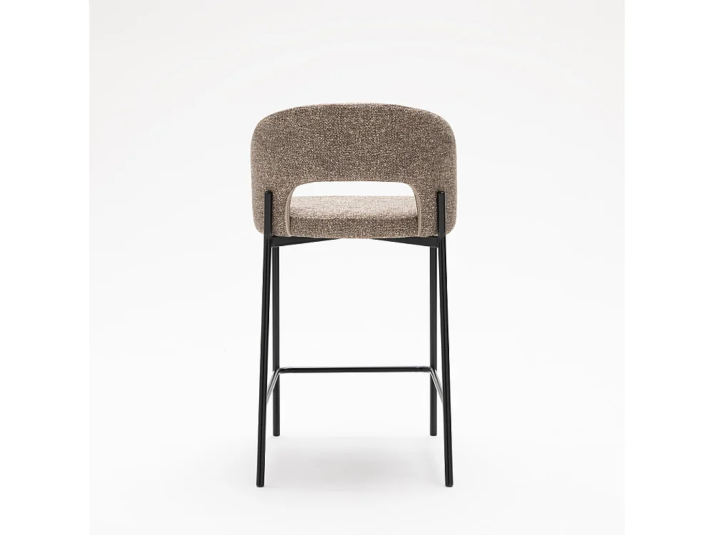 Soren - Lot de 2 chaises de bar en tissu et métal H65cm - Marron chiné