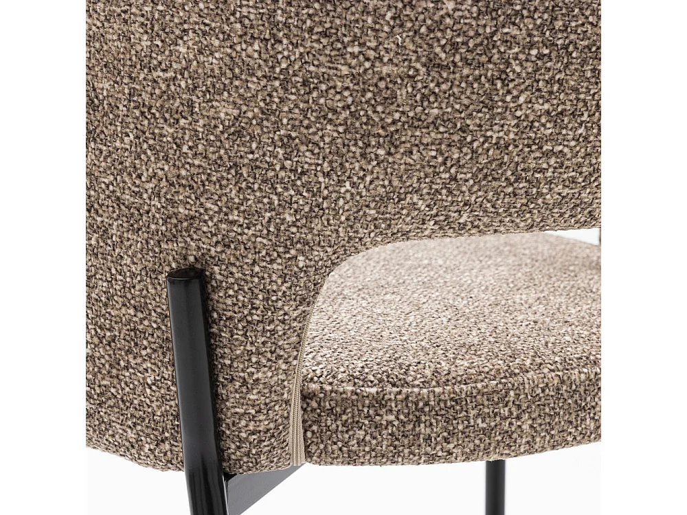 Soren - Lot de 2 chaises de bar en tissu et métal H65cm - Marron chiné