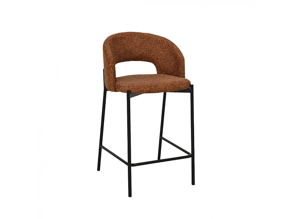 Soren - Lot de 2 chaises de bar en tissu et métal H65cm - Rouille chiné