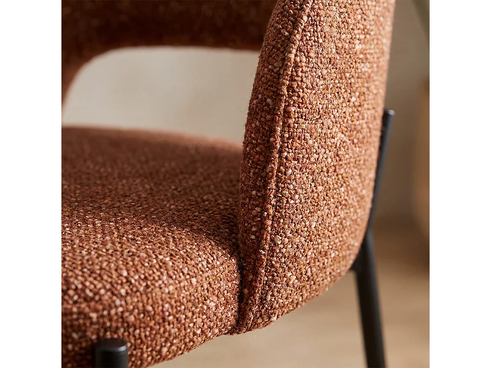 Soren - Lot de 2 chaises de bar en tissu et métal H65cm - Rouille chiné