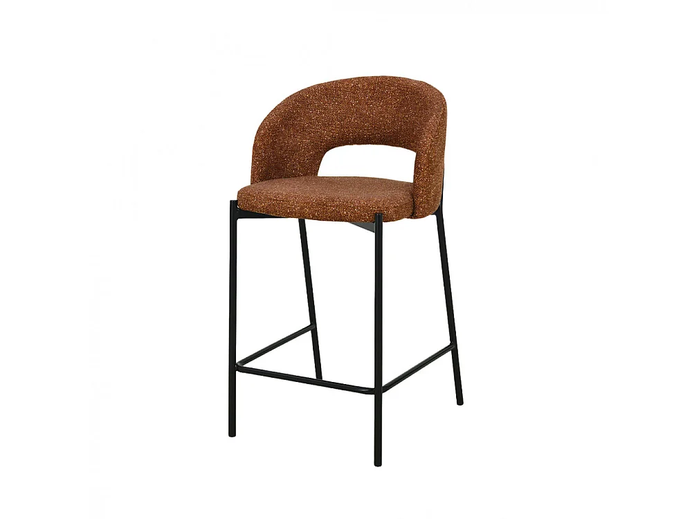 Soren - Lot de 2 chaises de bar en tissu et métal H65cm - Rouille chiné