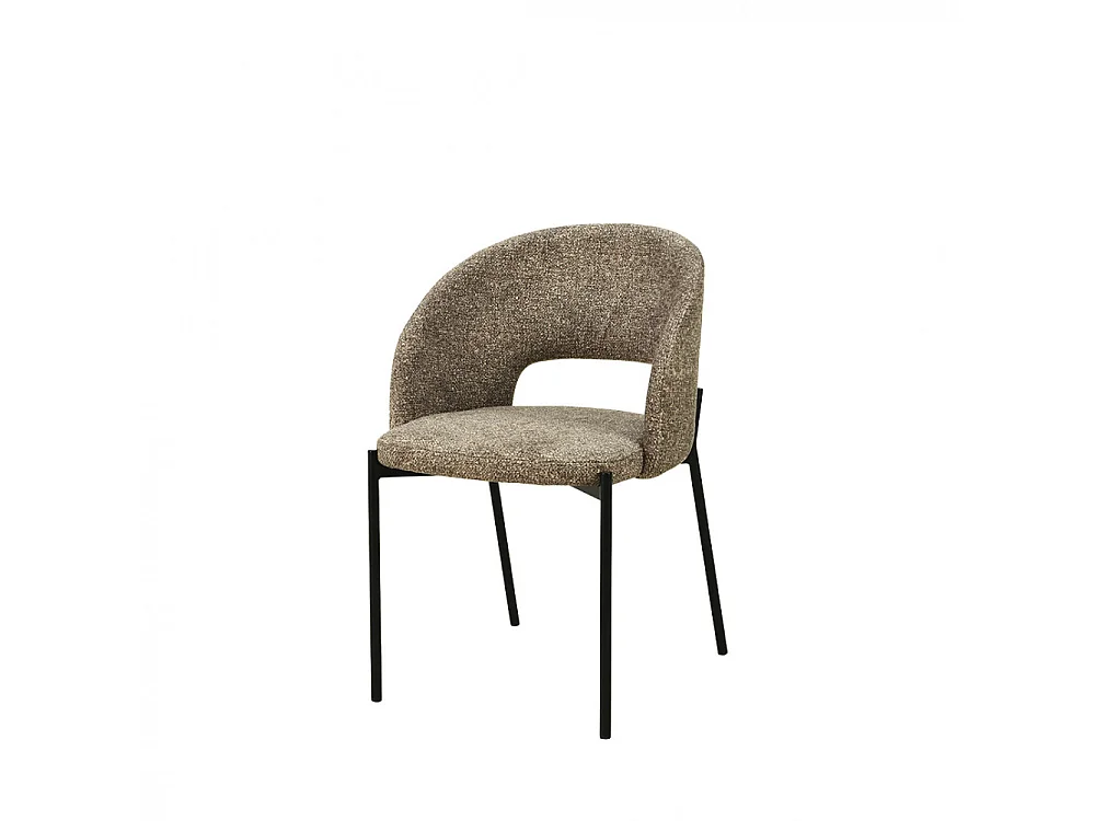 Soren - Lot de 2 chaises en tissu et métal - Marron chiné