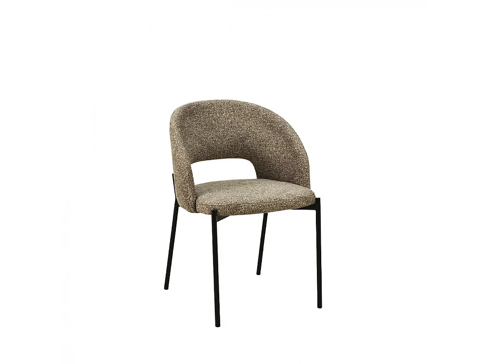 Soren - Lot de 2 chaises en tissu et métal - Marron chiné