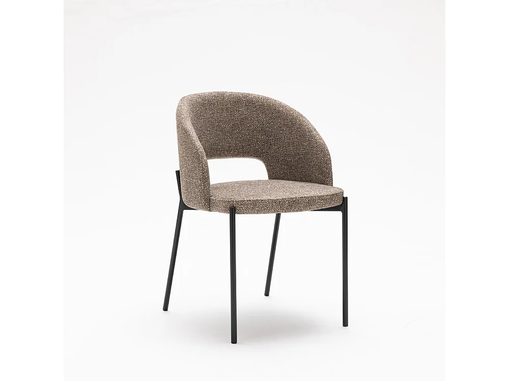 Soren - Lot de 2 chaises en tissu et métal - Marron chiné