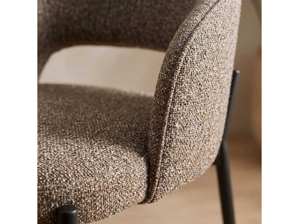 Soren - Lot de 2 chaises en tissu et métal - Marron chiné