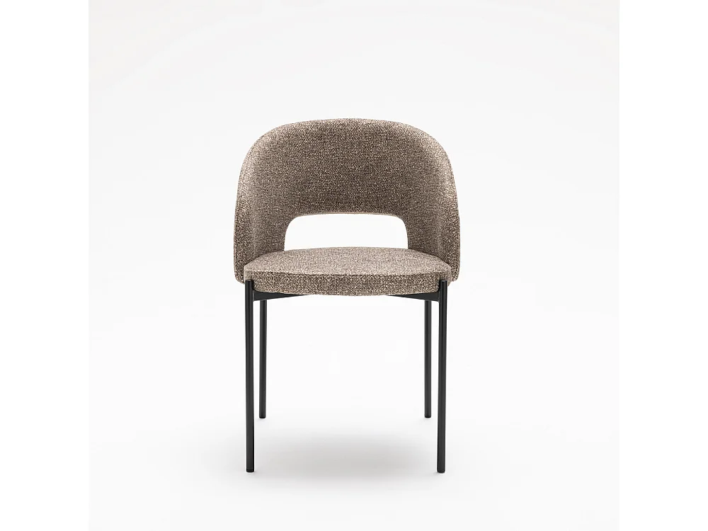 Soren - Lot de 2 chaises en tissu et métal - Marron chiné