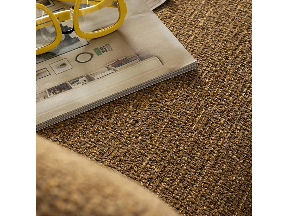Vinto - Fauteuil en tissu pieds bois - Marron chiné