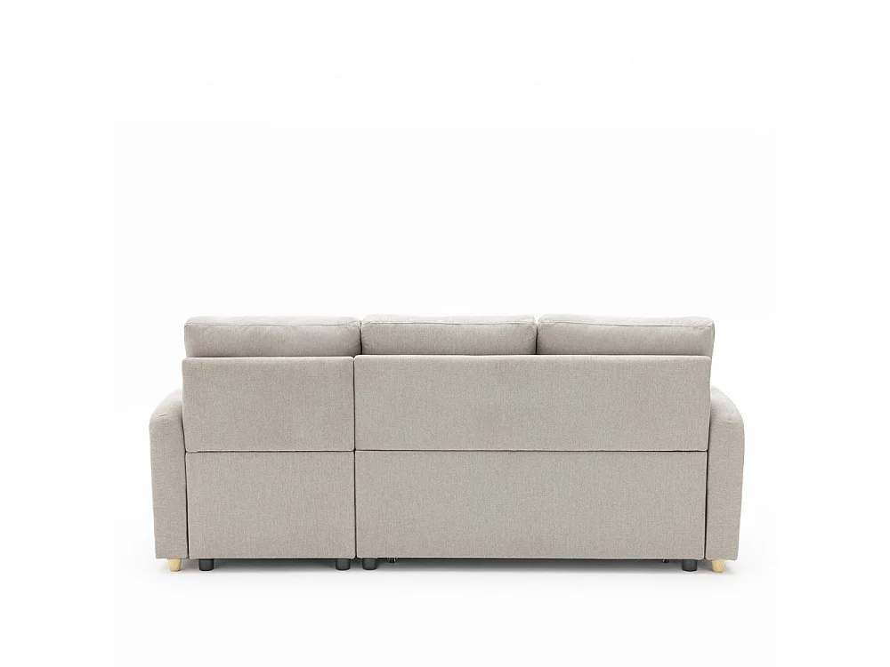 Matera - Canapé d'angle réversible convertible 3 places en tissu avec coffre - Beige chiné