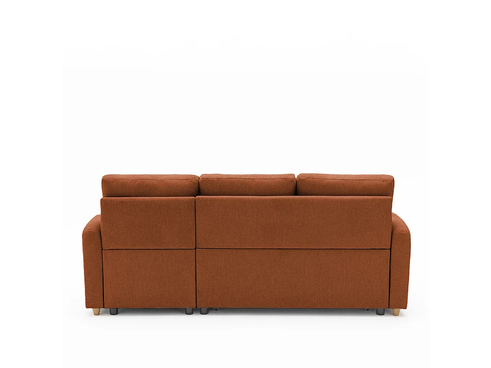 Matera - Canapé d'angle réversible convertible 3 places en tissu avec coffre - Rouille chiné