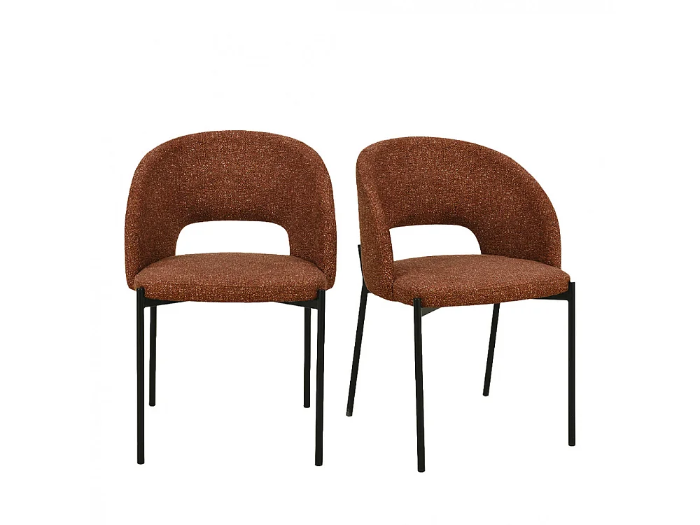 Soren - Lot de 2 chaises en tissu et métal - Rouille chiné