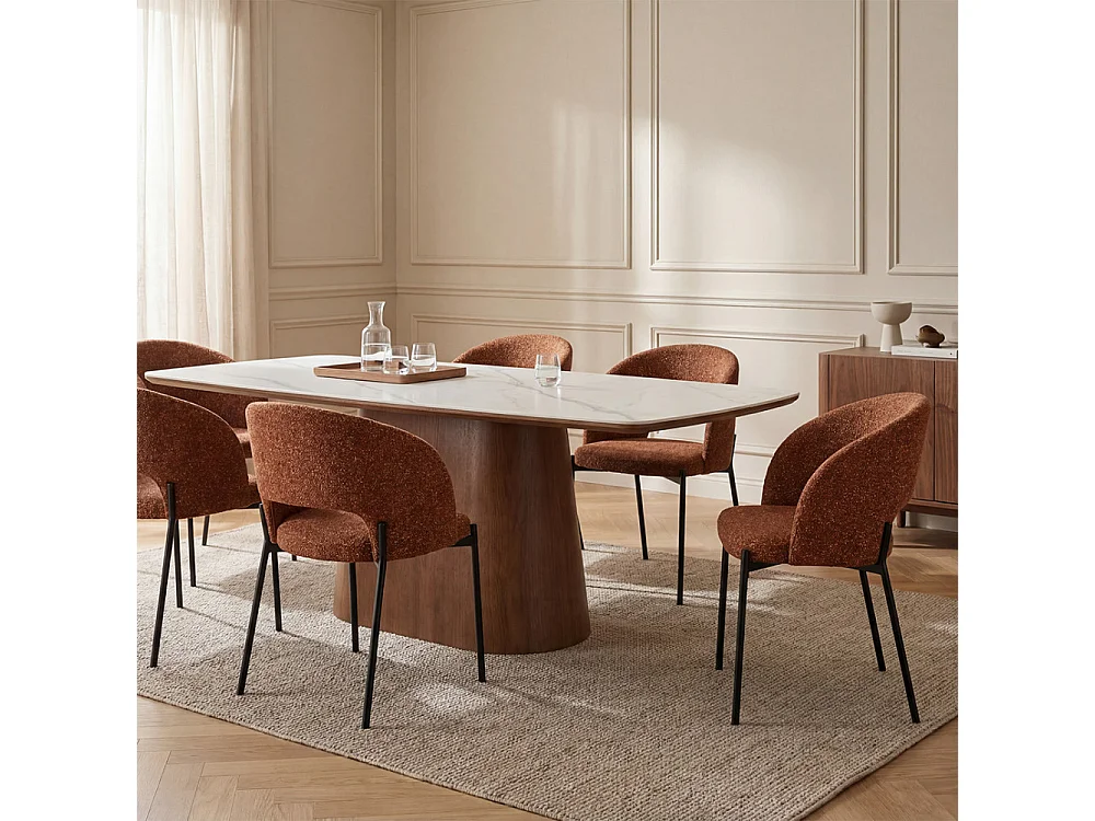 Soren - Lot de 2 chaises en tissu et métal - Rouille chiné