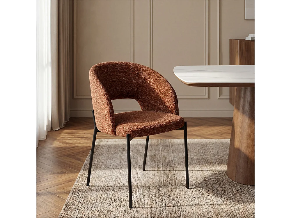 Soren - Lot de 2 chaises en tissu et métal - Rouille chiné