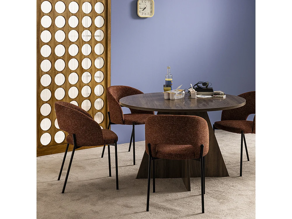 Soren - Lot de 2 chaises en tissu et métal - Rouille chiné