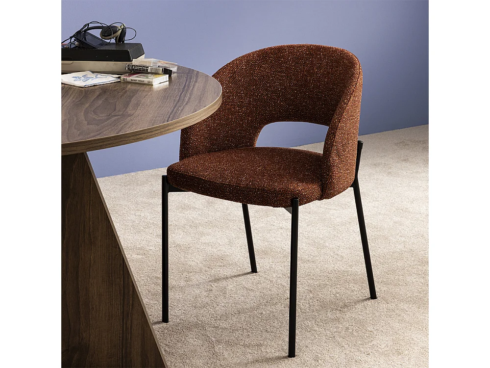 Soren - Lot de 2 chaises en tissu et métal - Rouille chiné