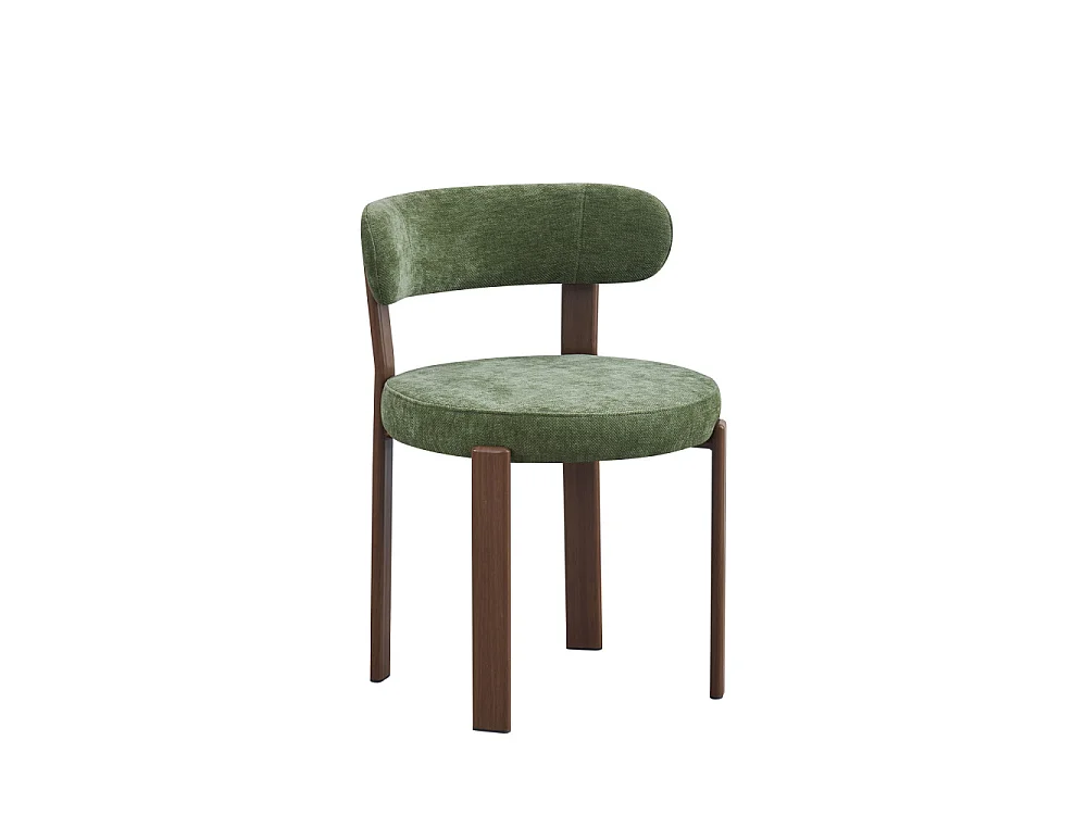 Izzy - Lot de 2 chaises en tissu piètement effet bois foncé - Vert