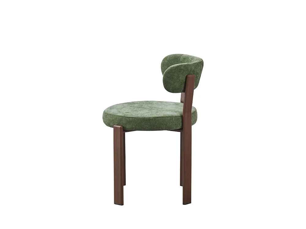 Izzy - Lot de 2 chaises en tissu piètement effet bois foncé - Vert