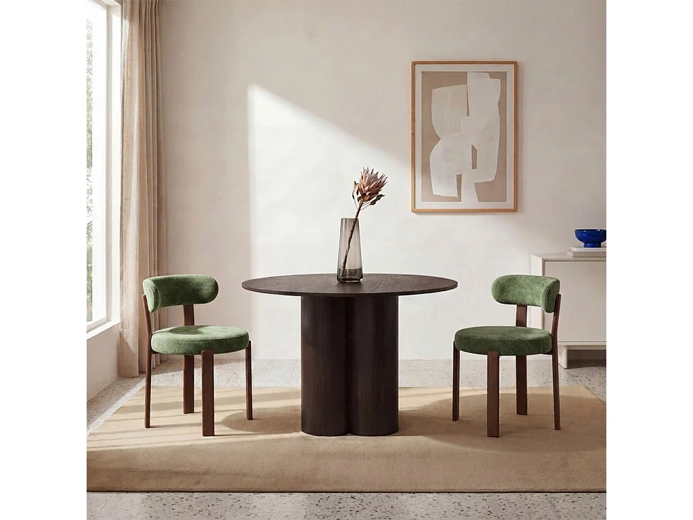 Izzy - Lot de 2 chaises en tissu piètement effet bois foncé - Vert