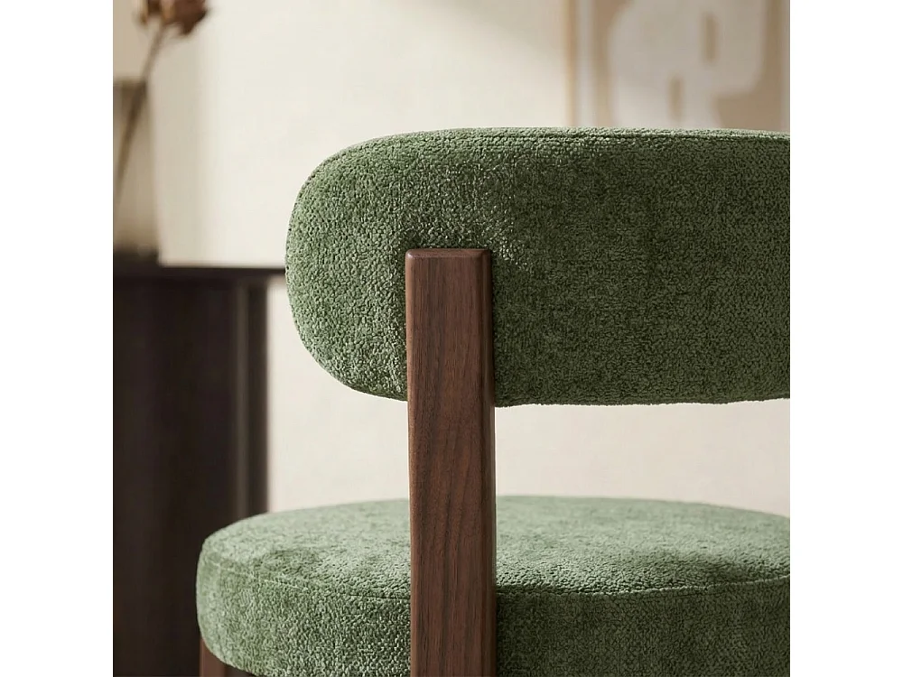 Izzy - Lot de 2 chaises en tissu piètement effet bois foncé - Vert