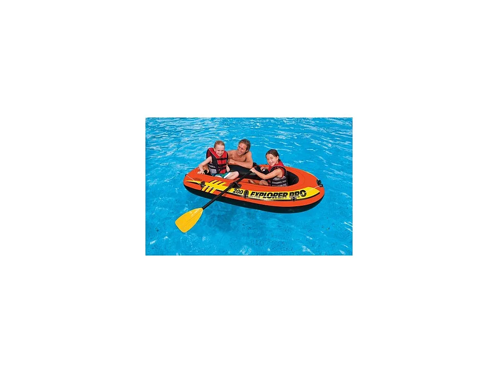 Bateau gonflable INTEX Explorer Pro 200 avec rames et pompe - 2 personnes - Bateau PVC rouge
