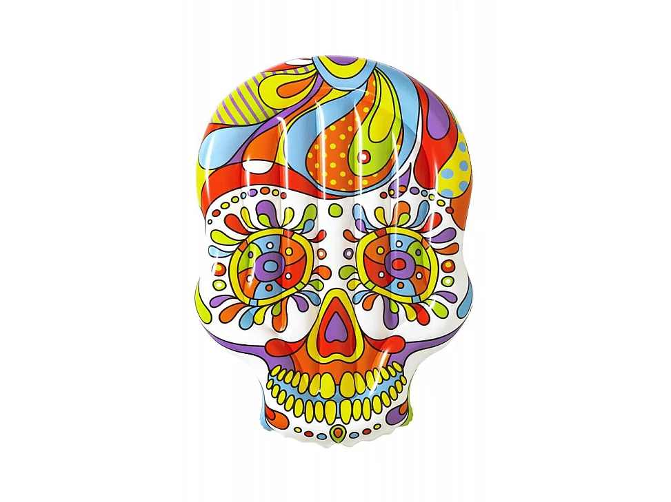 Île de crâne mexicain gonflable - Fiesta Skull - 193 x 141 cm, 2 chambres à air, valves de sécurité