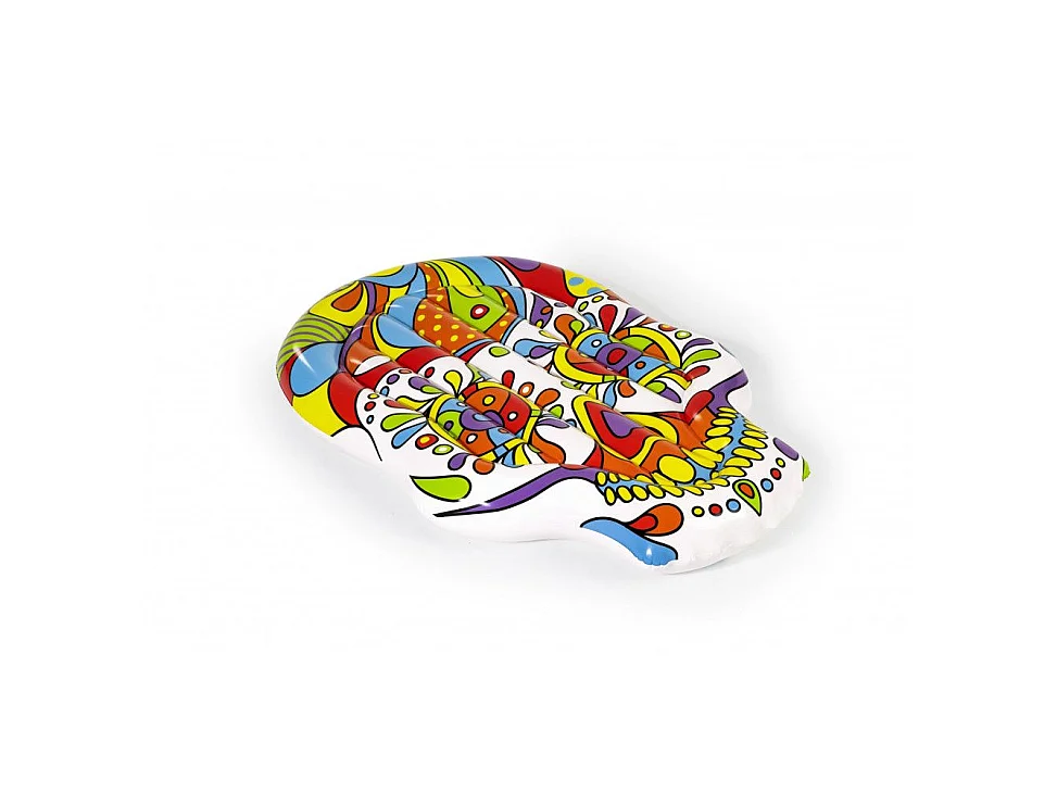 Île de crâne mexicain gonflable - Fiesta Skull - 193 x 141 cm, 2 chambres à air, valves de sécurité