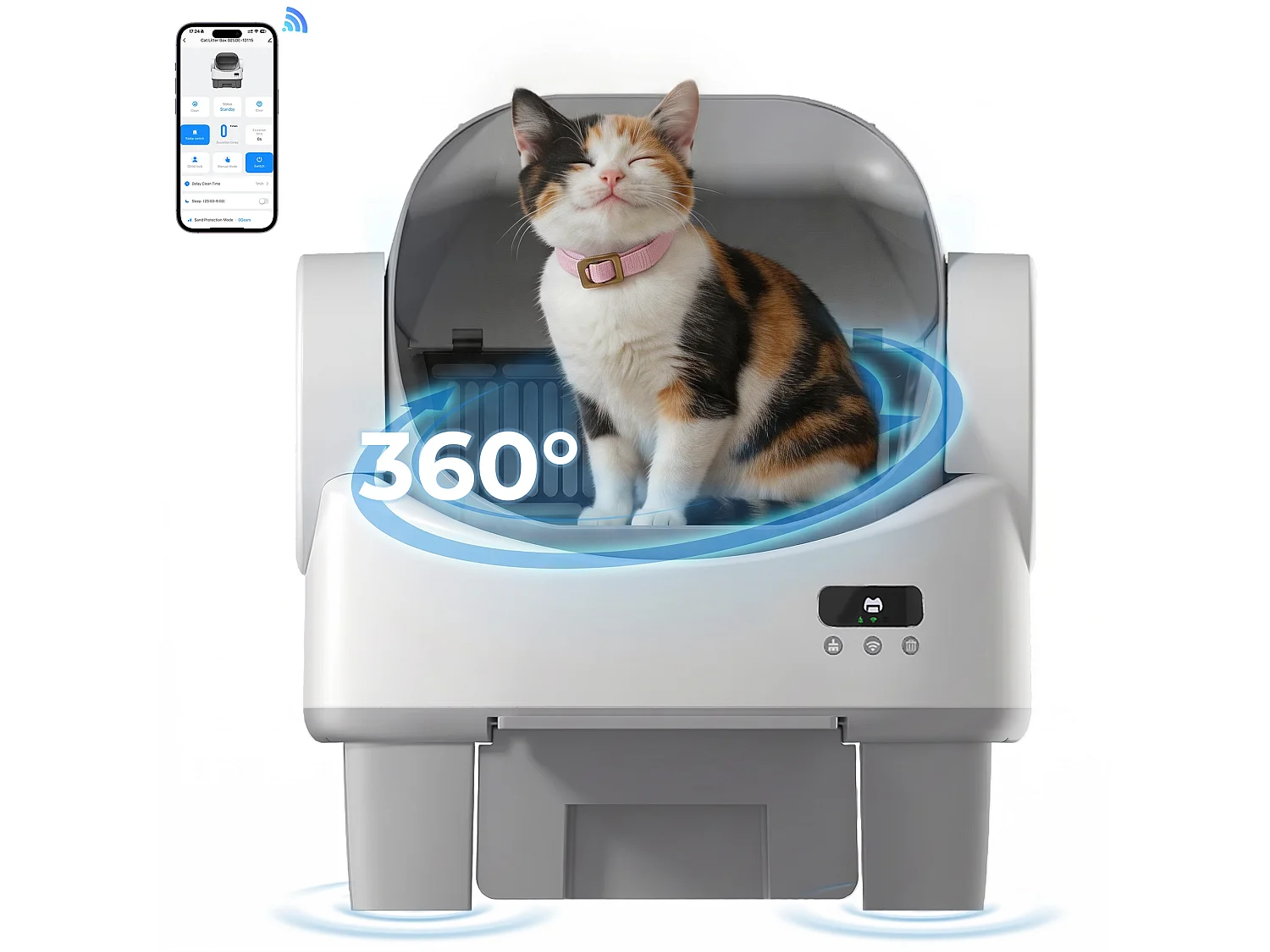 DEVOKE Litière pour Chat Autonettoyante avec Design Ouvert – Litière Chat Autonettoyante avec Contrôle par APP, Capteurs de Sécurité, pour Chats jusqu'à 13kg,