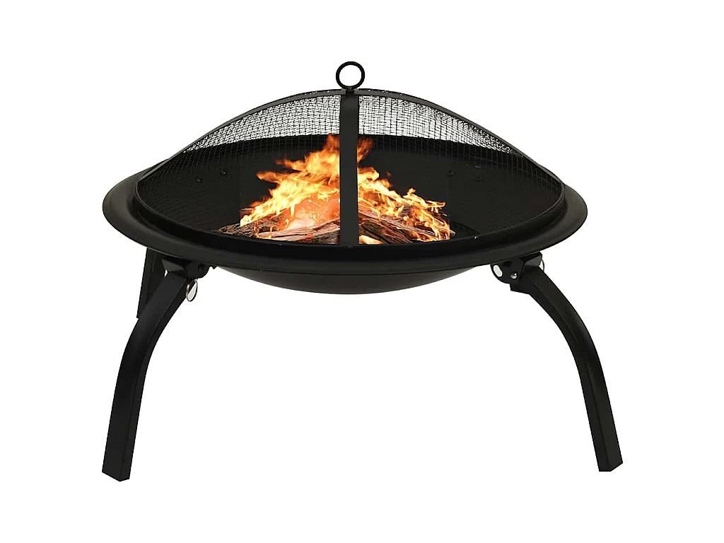 Foyer et barbecue avec tisonnier 2 en 1 56x56x49 cm Acier