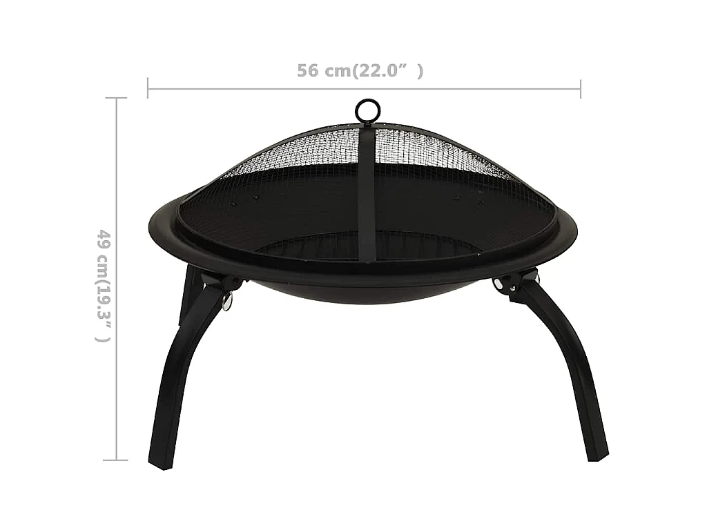 Foyer et barbecue avec tisonnier 2 en 1 56x56x49 cm Acier