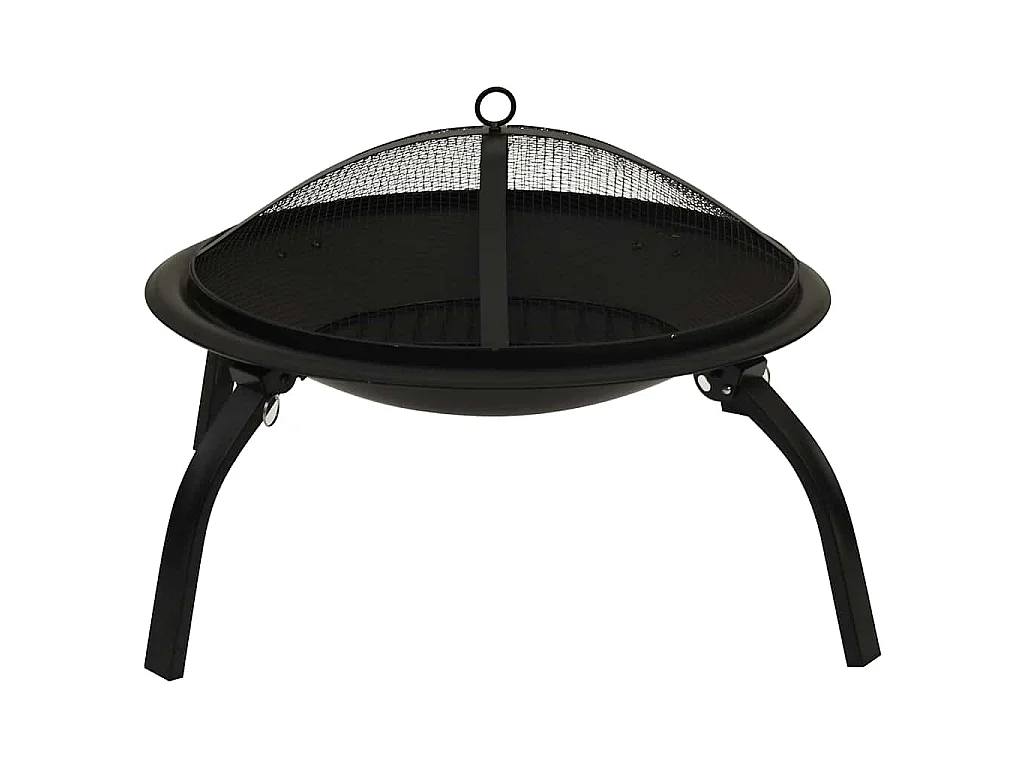 Foyer et barbecue avec tisonnier 2 en 1 56x56x49 cm Acier